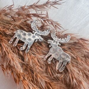 Vintage sterling silver moose earrings